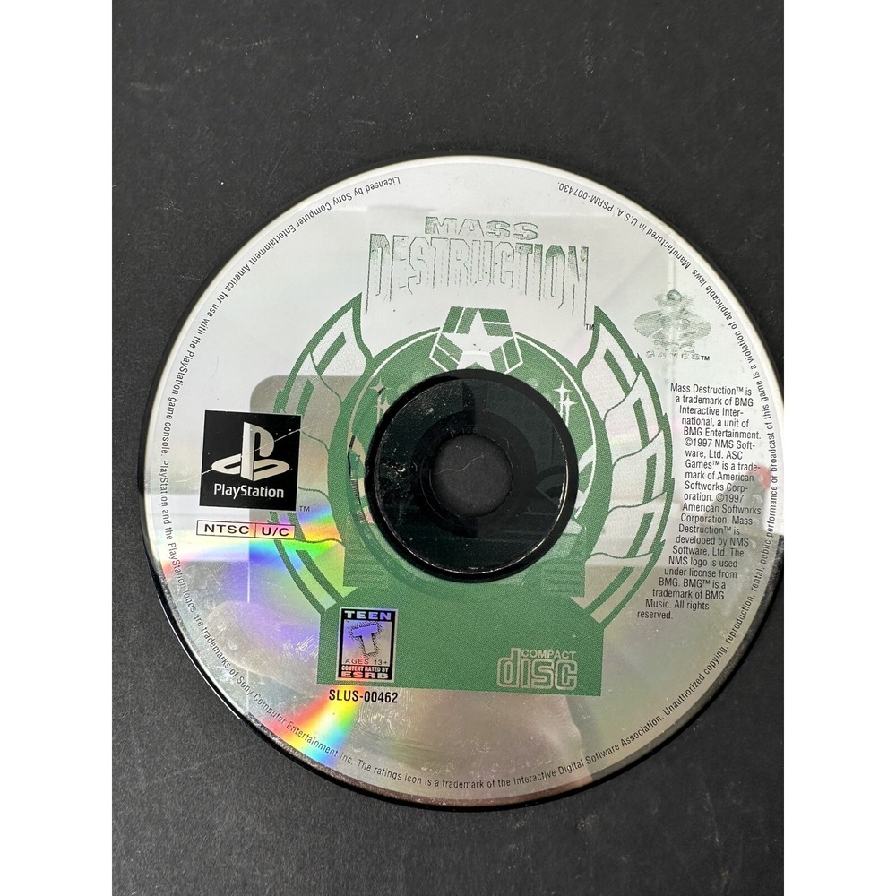 Mass Destruction Sony PlayStation 1 PS1 Shooter Game w/ Manual SLUS-00462